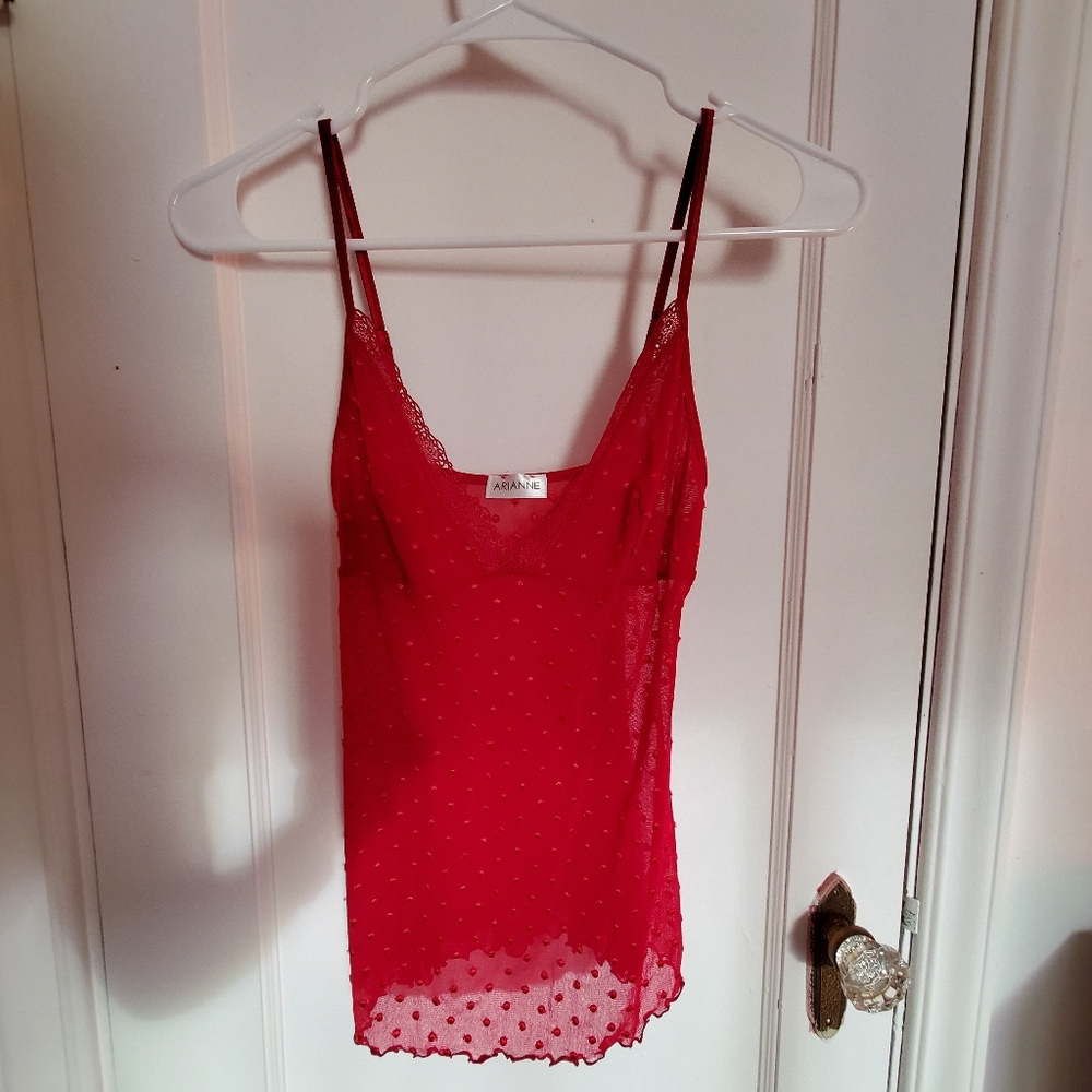 Adrianne red devil sheer tank